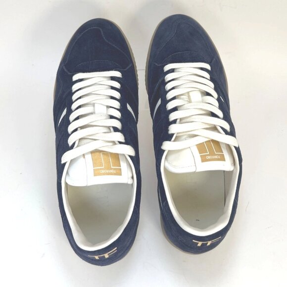 Tom Ford Jackson Suede Low Top Sneaker Navy Blue Lace-Up Men Size 9 UK8 - Picture 6 of 14